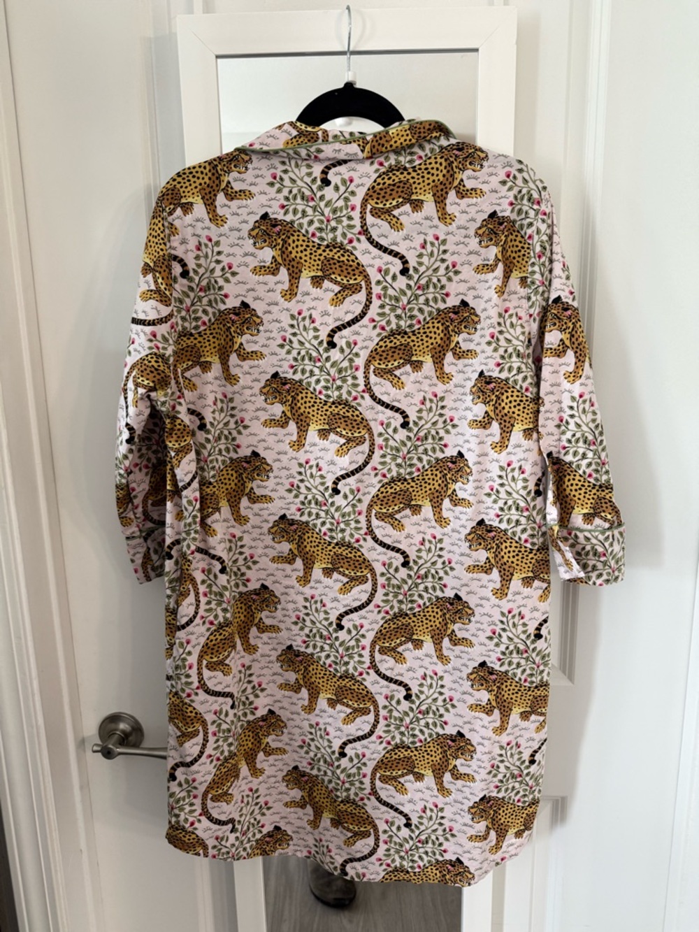 Printfresh Leopard Jungle Print Button Down Top Size L Cotton Statement Blouse - Picture 5 of 6